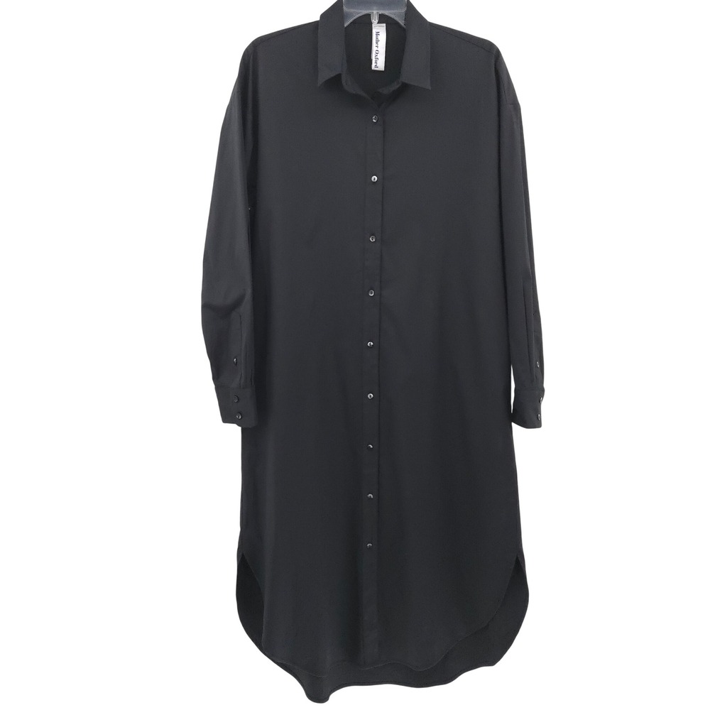 Mother Oxford Shirt Dress Womens Size 3 (L/XL) Black Long Sleeve Button Down